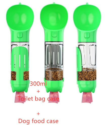 3-in-1 Portable Pet Water Bottle – Feeder, Bowl & Waste Bag Dispenser for Travel