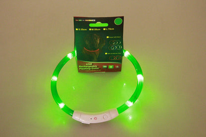 Neon Glow Pet Safety Collar – USB Rechargeable Light-Up Dog Necklace for Night Walks