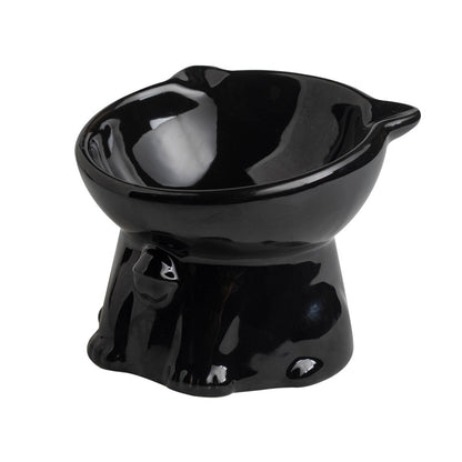 Cute Ceramic Black Cat Bowl – Elevated Drinking Dish for Pets